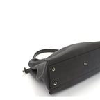 Fendi Vitello Seta Shiny Nappa Medium Peekaboo Iconic Satchel  Carbone Grigio Polvere