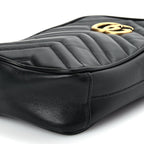 Gucci Calfskin Matelasse Mini GG Marmont Crossbody Bag Black