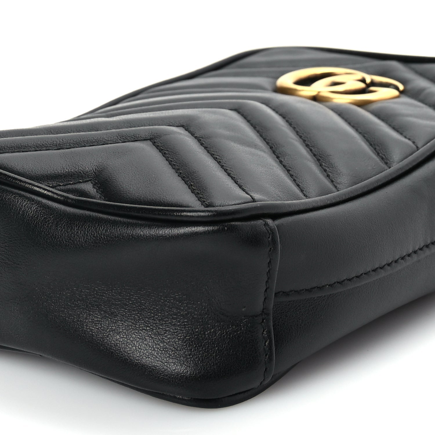 Gucci Calfskin Matelasse Mini GG Marmont Crossbody Bag Black