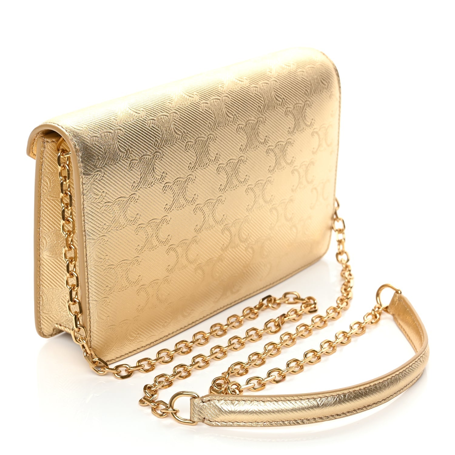 Celine Metallic Triomphe Wallet on Chain