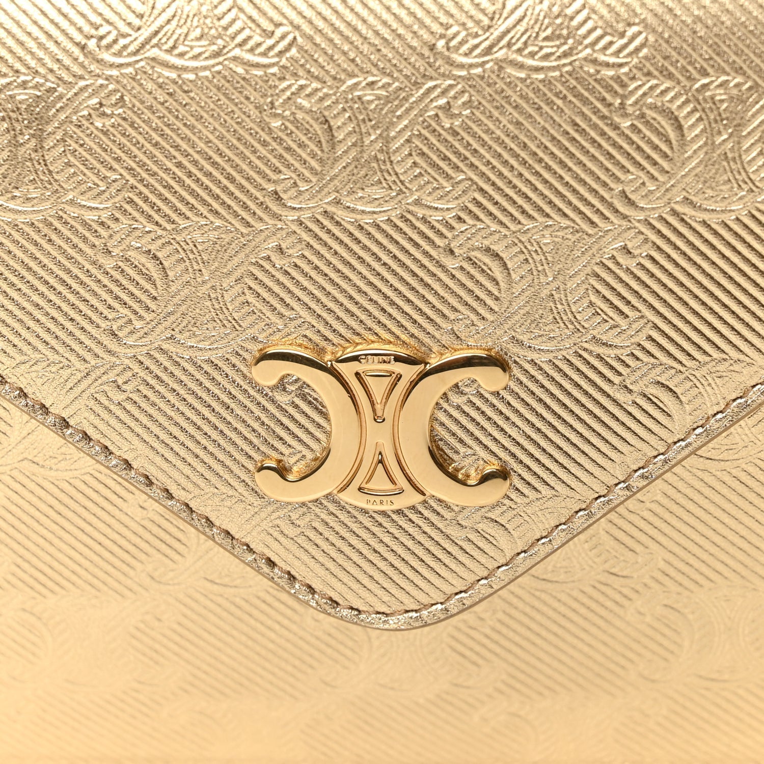 Celine Metallic Triomphe Wallet on Chain