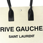 Saint Laurent Linen Calfskin Small Rive Gauche Tote  Optic White