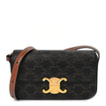 Celine Canvas Calfskin Triomphe Shoulder Bag Tan