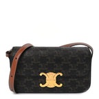 Celine Canvas Calfskin Triomphe Shoulder Bag Tan