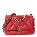 Chanel Lambskin Quilted Medium Chanel 19 Flap  Red