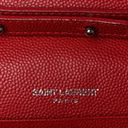 Saint Laurent Grain De Poudre Matelasse Chevron Monogram Chain Wallet New Red