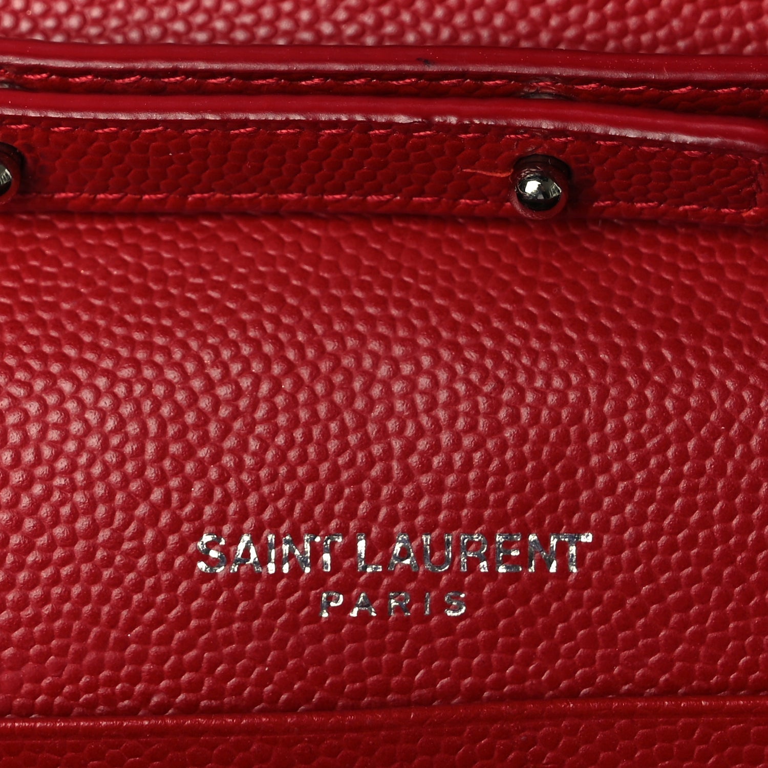 Saint Laurent Grain De Poudre Matelasse Chevron Monogram Chain Wallet New Red