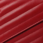 Saint Laurent Grain De Poudre Matelasse Chevron Monogram Chain Wallet New Red