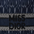 Christian Dior Canvas Calfskin Embroided Medium Miss Dior All Over Book Tote  Denim Multicolor