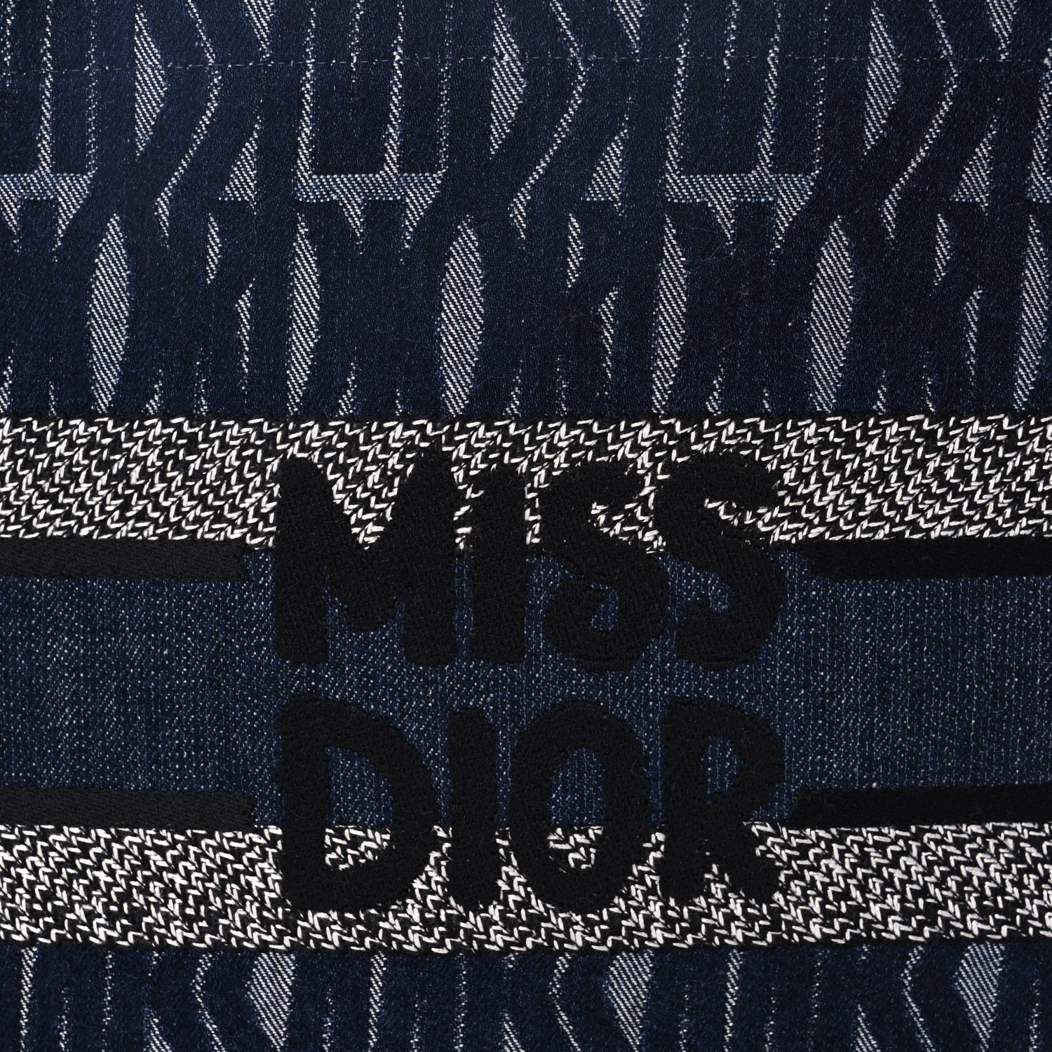 Christian Dior Canvas Calfskin Embroided Medium Miss Dior All Over Book Tote  Denim Multicolor