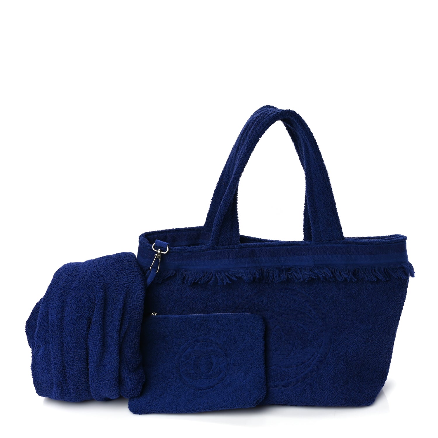 Chanel Chanel Terry Cotton CC Beach Tote Towel Set Blue