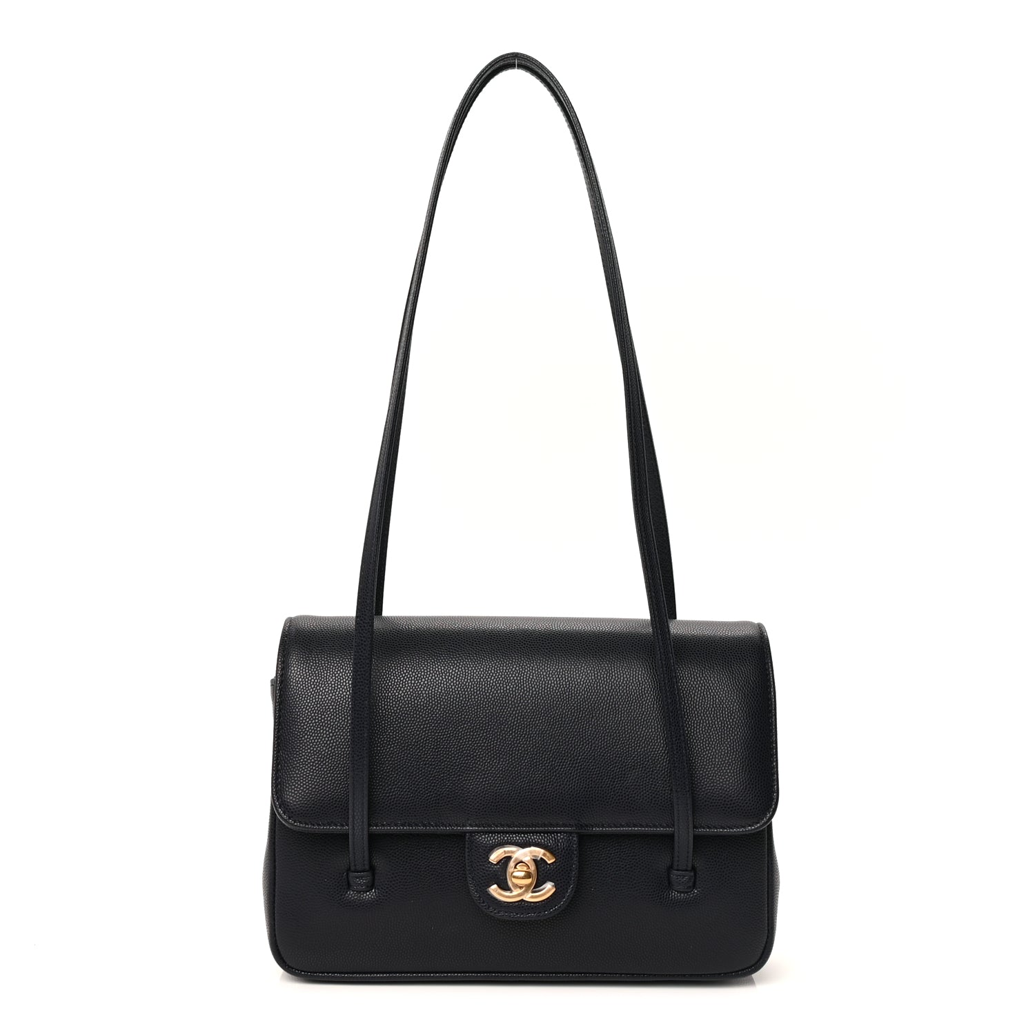 Chanel Shiny Caviar Preppy Coco Small Flap Bag Navy