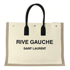 Saint Laurent Linen Calfskin Rive Gauche Tote Optic White
