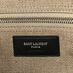 Saint Laurent Linen Calfskin Rive Gauche Tote Optic White