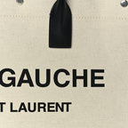 Saint Laurent Linen Calfskin Rive Gauche Tote Optic White