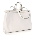 Fendi Canvas Vitello King FF Embroidered Medium Peekaboo X-Tote White Rice Black