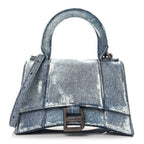 Balenciaga Nappa Denim Printed Hourglass Top Handle Bag XS Denim Blue