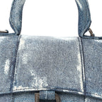 Balenciaga Nappa Denim Printed Hourglass Top Handle Bag XS Denim Blue