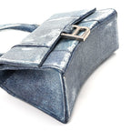 Balenciaga Nappa Denim Printed Hourglass Top Handle Bag XS Denim Blue