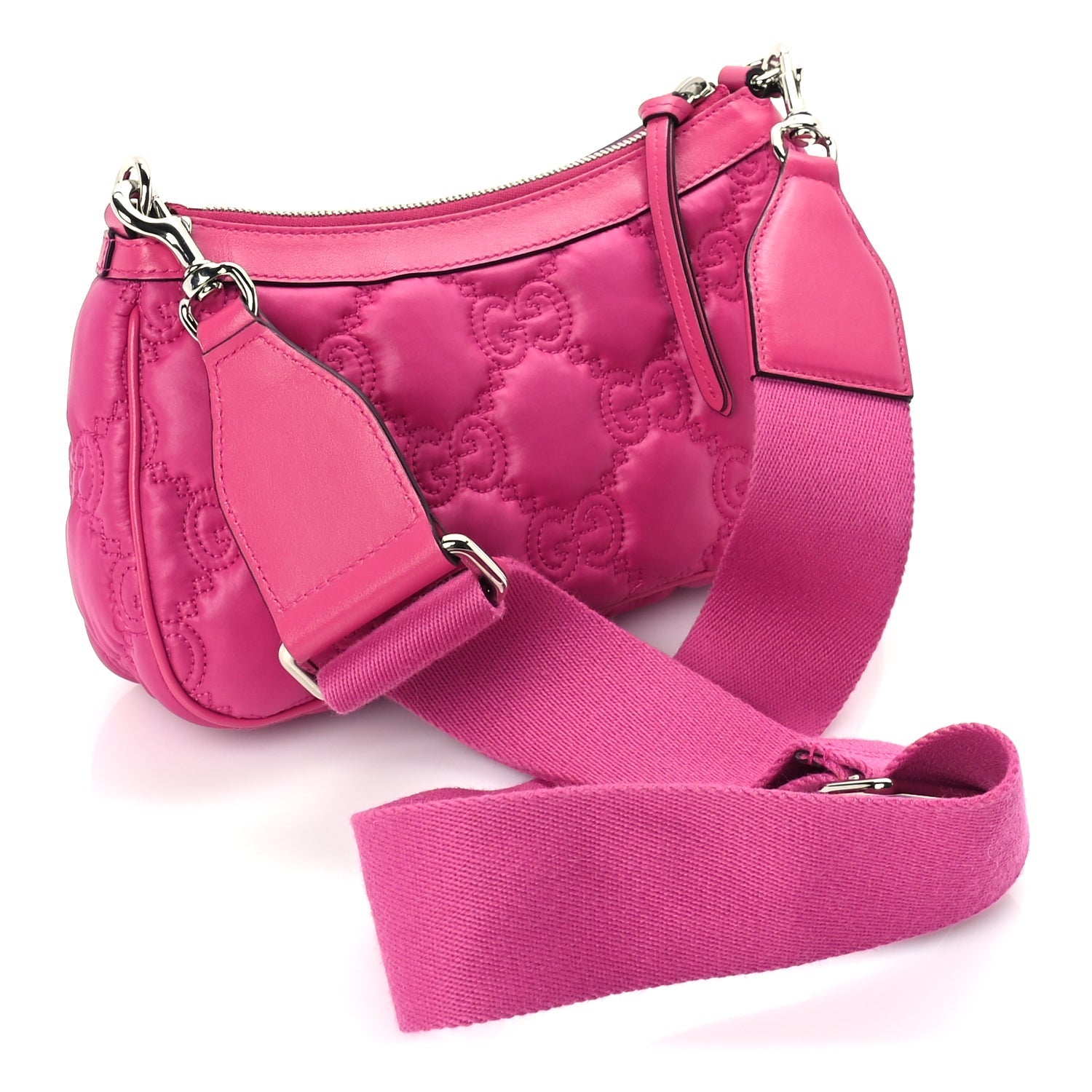 Gucci Nylon Calfskin Enamel GG Matelasse Chain Handbag  Lovely