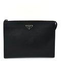 Prada Saffiano Pouch Wristlet Black