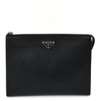 Prada Saffiano Pouch Wristlet Black