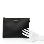 Prada Saffiano Pouch Wristlet Black