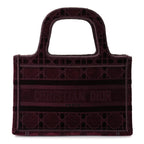 Christian Dior Velvet Cannage Embroidered Mini Book Tote  Burgundy