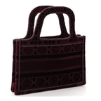 Christian Dior Velvet Cannage Embroidered Mini Book Tote  Burgundy