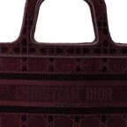 Christian Dior Velvet Cannage Embroidered Mini Book Tote  Burgundy