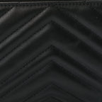 Gucci Calfskin Matelasse Chevron Small GG Marmont Shoulder Bag Black