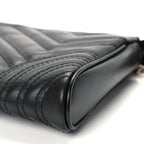 Gucci Calfskin Matelasse Chevron Small GG Marmont Shoulder Bag Black