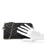 Gucci Calfskin Matelasse Chevron Small GG Marmont Shoulder Bag Black