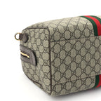 Gucci GG Supreme Monogram Web Medium Ophidia Top Handle Bag Beige Ebony