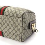 Gucci GG Supreme Monogram Web Medium Ophidia Top Handle Bag Beige Ebony
