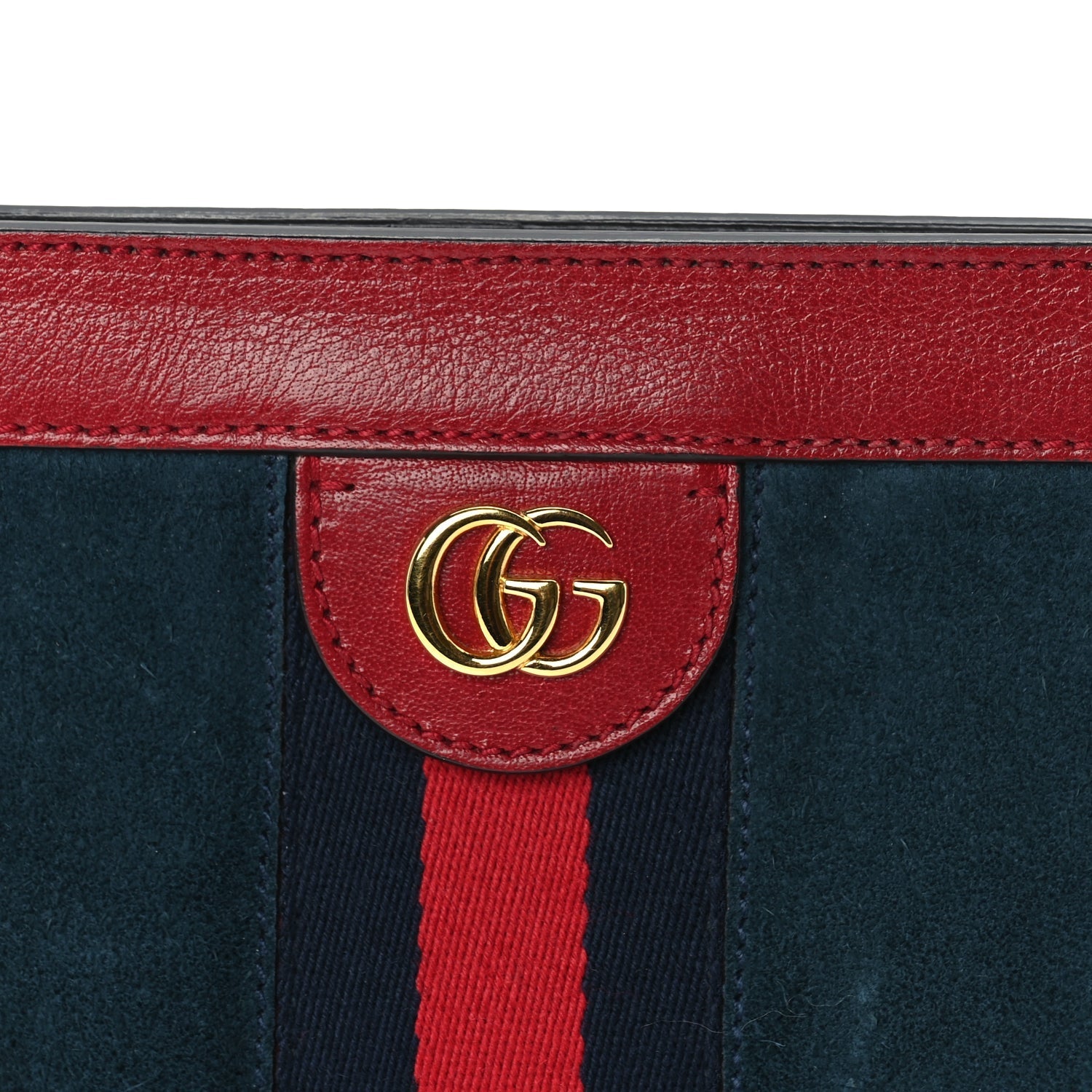 Gucci Suede Calfskin Web Small Ophidia Chain Shoulder Bag New Blue Romantic Cherry