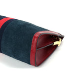 Gucci Suede Calfskin Web Small Ophidia Chain Shoulder Bag New Blue Romantic Cherry