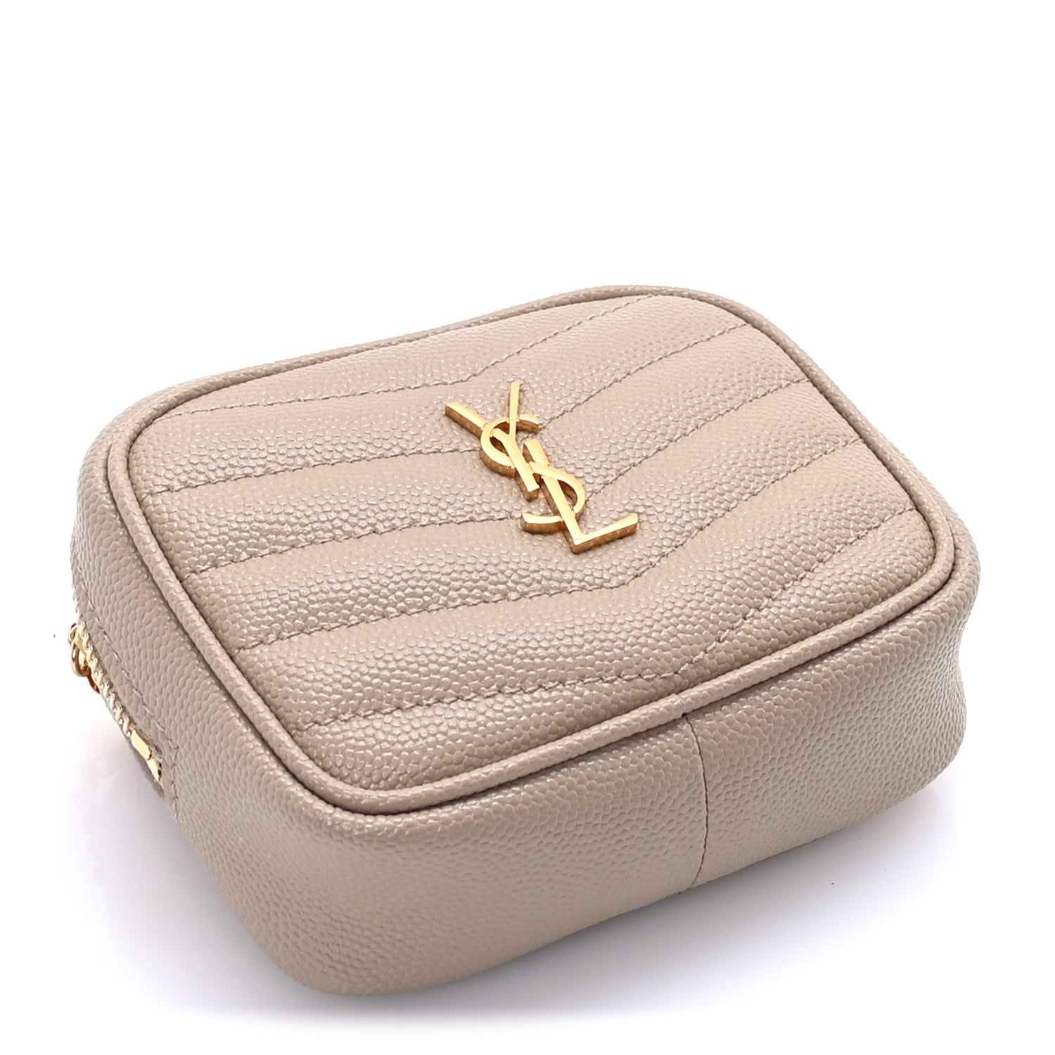 Saint Laurent Grain De Poudre Matelasse Monogram Baby Lou Camera Bag  Dark Beige