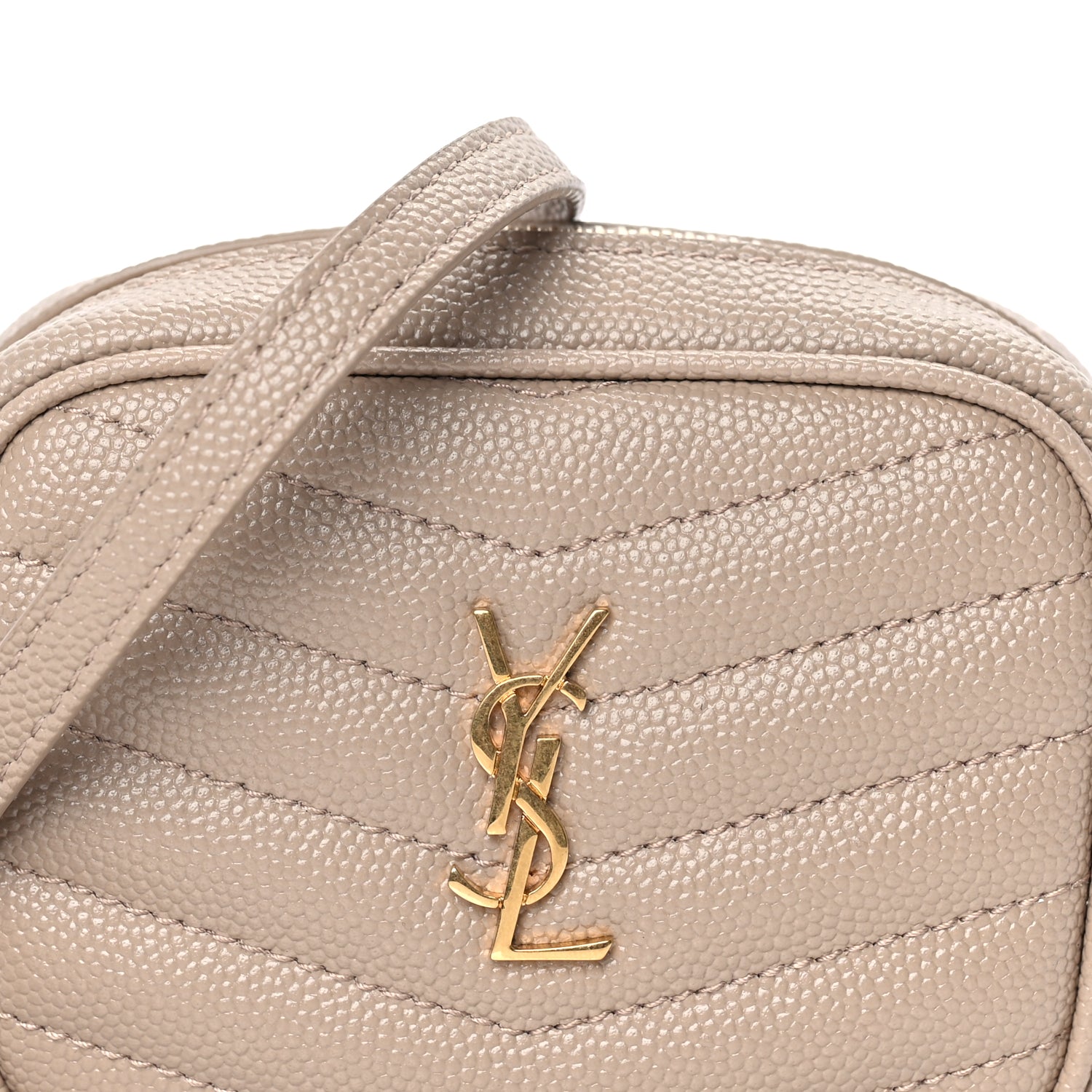 Saint Laurent Grain De Poudre Matelasse Monogram Baby Lou Camera Bag  Dark Beige