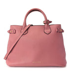 Burberry Grainy Calfskin House Check Medium Banner Tote  Mauve Pink
