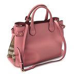 Burberry Grainy Calfskin House Check Medium Banner Tote  Mauve Pink
