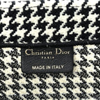 Christian Dior Canvas Houndstooth Embroidered Medium Book Tote  Black White