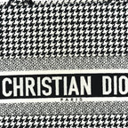 Christian Dior Canvas Houndstooth Embroidered Medium Book Tote  Black White