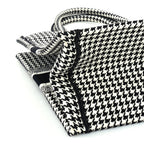 Christian Dior Canvas Houndstooth Embroidered Medium Book Tote  Black White