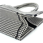 Christian Dior Canvas Houndstooth Embroidered Medium Book Tote  Black White