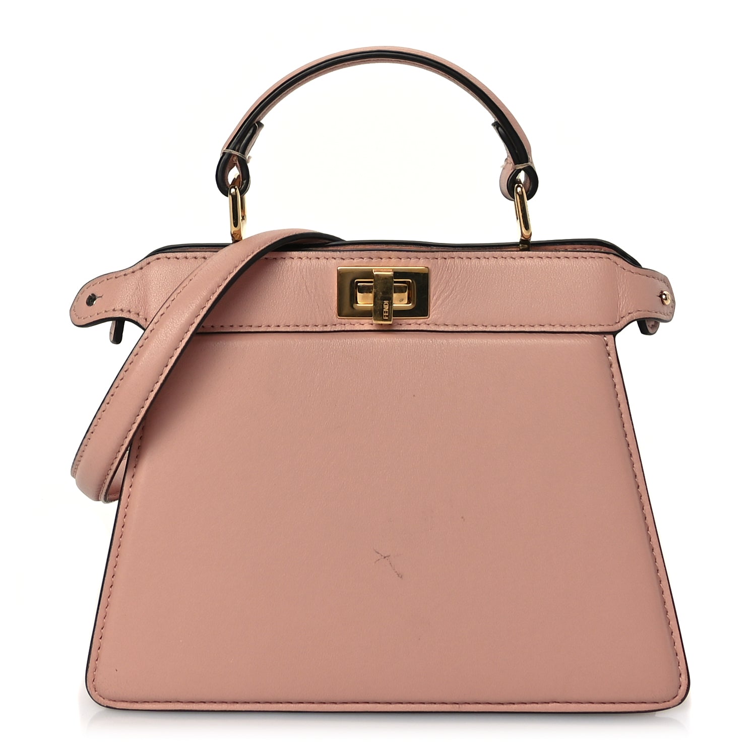 Fendi Shiny Nappa Petite Peekaboo I SEE U Satchel Baby Pink