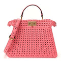 Fendi Vitello King Shiny Nappa Intreccio Small Peekaboo I SEE U Satchel Pink Dalia