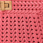 Fendi Vitello King Shiny Nappa Intreccio Small Peekaboo I SEE U Satchel Pink Dalia