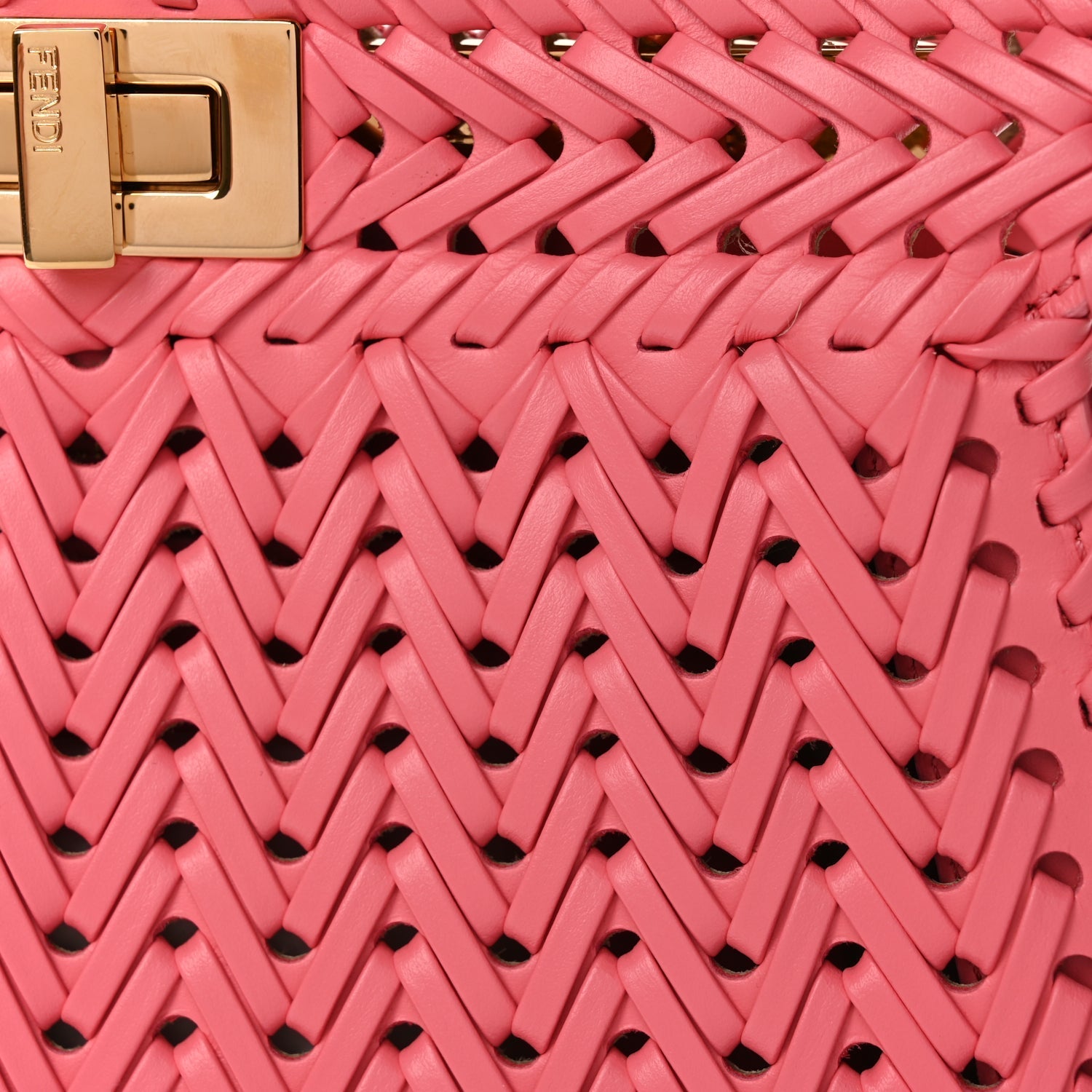 Fendi Vitello King Shiny Nappa Intreccio Small Peekaboo I SEE U Satchel Pink Dalia