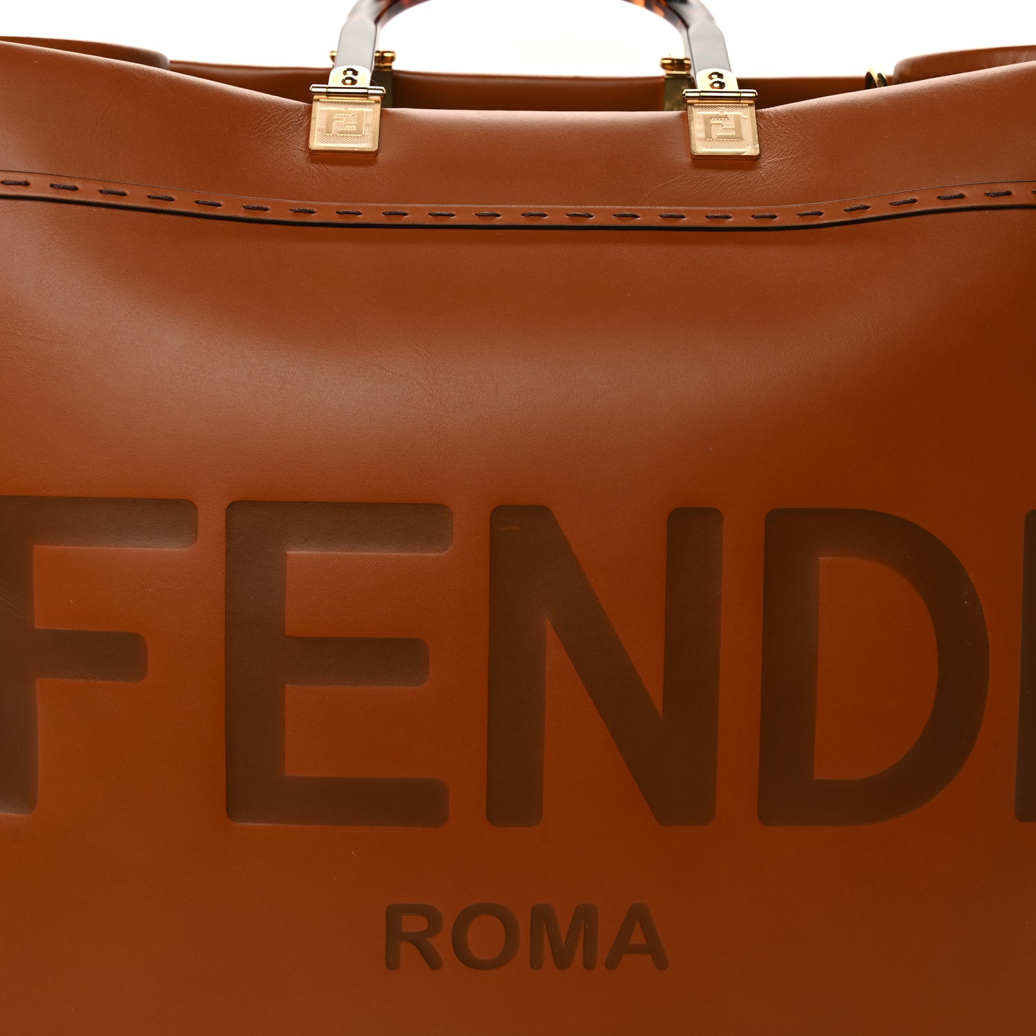 Fendi Vitello King Plexiglass Large Fendi Sunshine Shopper Tote  Cuoio